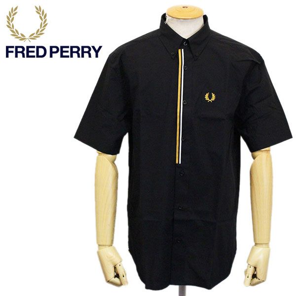 FRED PERRY (フレッドペリー) M8571 TAPED PLACKET SHIRT テーププラケット ボタンダウンシャツ 全3色 FP394  102BLACK M - メルカリ