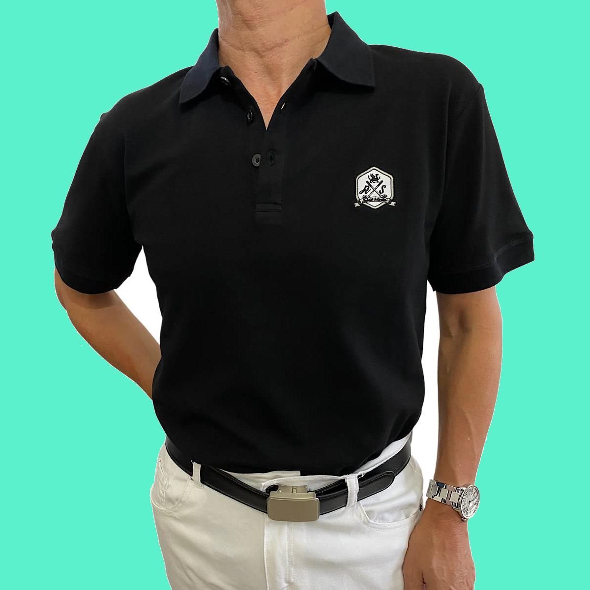 ブラック_M Regular [Robert&Smith] ポロシャツ メンズ ゴルフウェア 