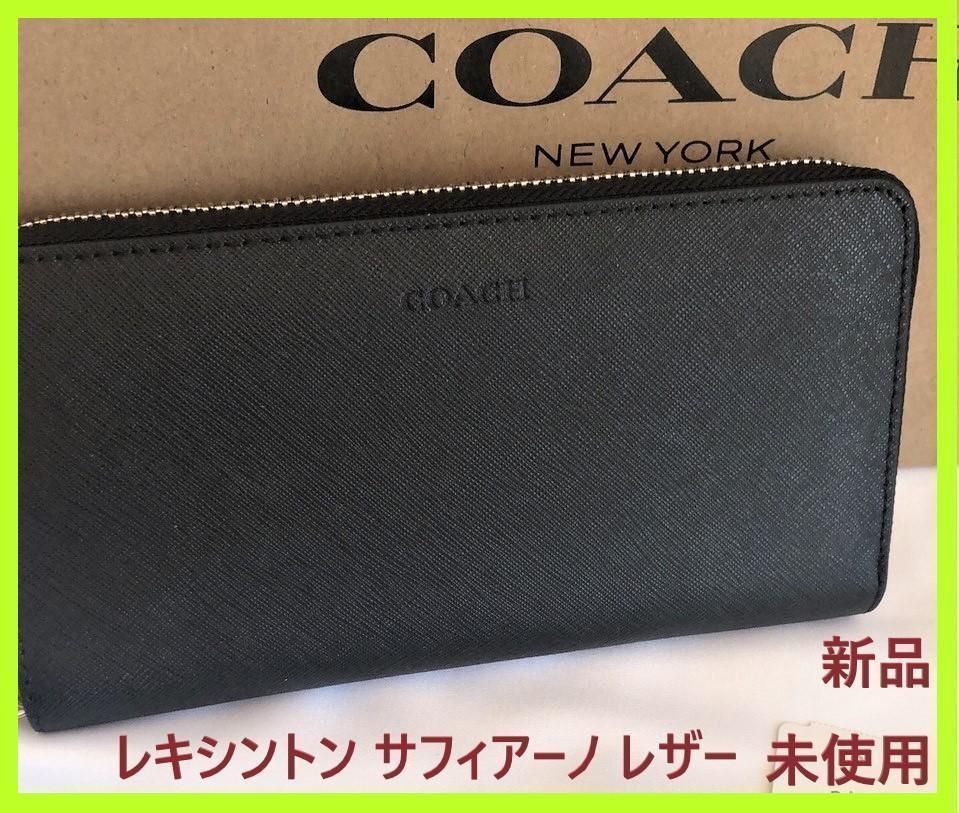 COACH コーチ 新品 ブラック 長財布 メンズ レディース 財布 黒 048