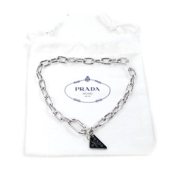 PRADA プラダ シルバー925 ロゴ プレート ブレスレット 2JB357 L 11.2g ～25cm ユニセックス 中古 - メルカリ