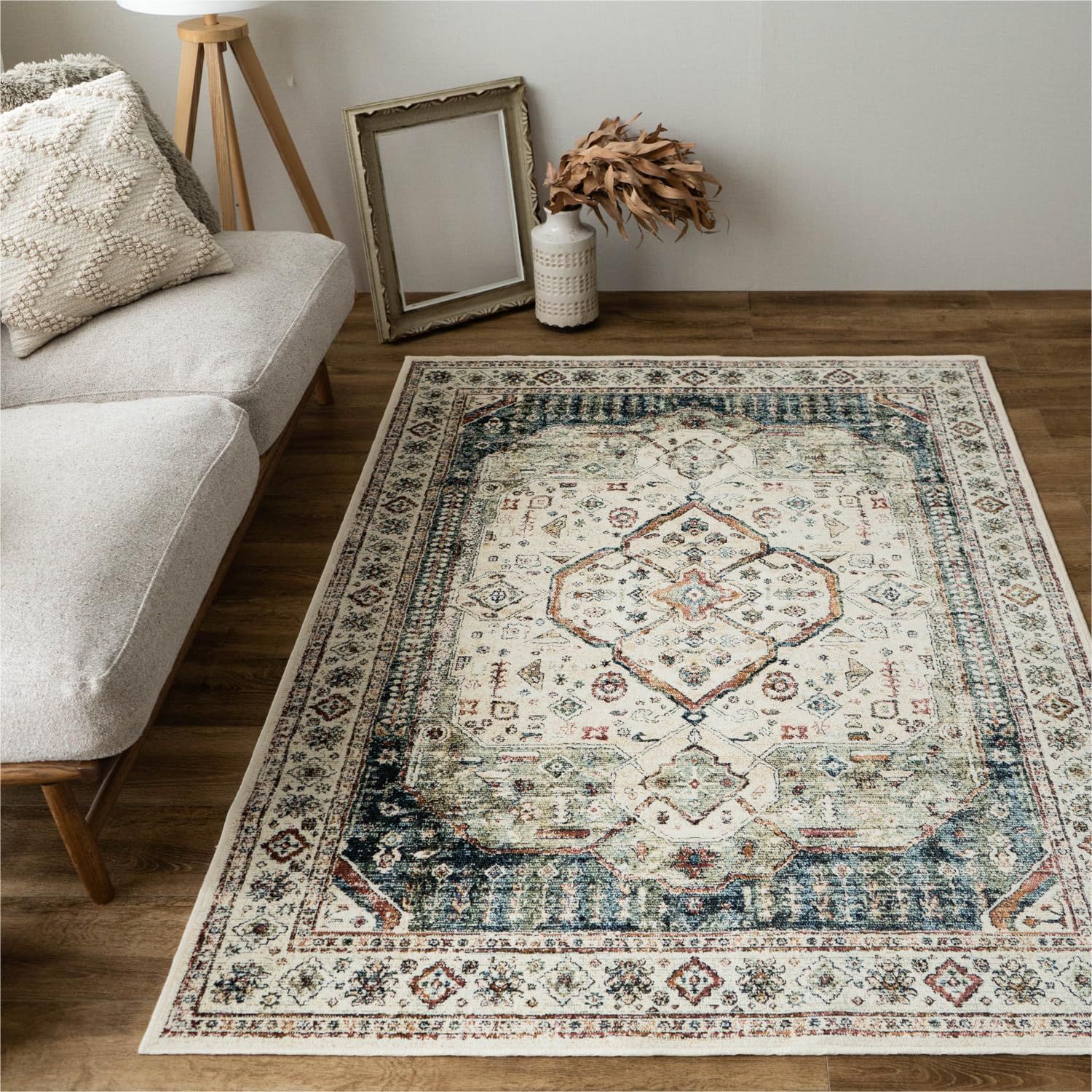 サヤンサヤン ペルシャ柄 ラグマット 絨毯 ロイヤルパレス14155 195х195 2畳 ベージュ