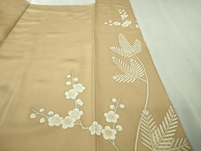 平和屋本店■極上　皇室献上作家　北出与三郎　訪問着　駒刺繍　松竹梅　飴色地　金彩　逸品　DZAA8100kh5 平和屋本店□極上 皇室献上作家 北出与三郎 訪問着 駒刺繍 松竹梅 飴色
