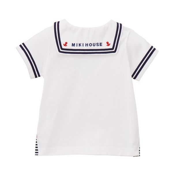 新品タグ付き✨ミキハウス　セーラー風　半袖Tシャツ　マリン　プッチー　110cm プッチーマリンセーラーカラー半袖Tシャツ（Tシャツ/カットソー