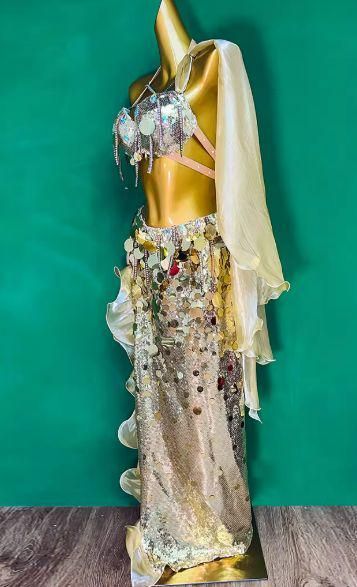 ベリーダンス オリエンタル衣装 インナー付 ゴールド オーダーメイド