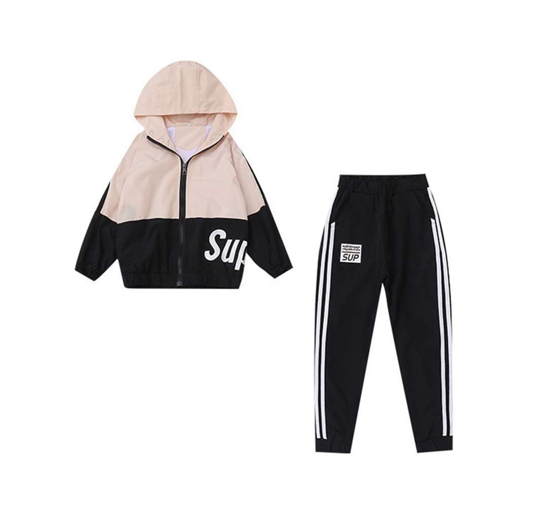 Size:160_Color:ベージュ [ＮＯＭＳＯＣＲ] 子供 ジャージ 上下セット 女の子 子供服 スウェット セットアップ スポーツウェア ジュニア ガールス 長袖 パーカー ロングパンツ 2点セット ダンス衣