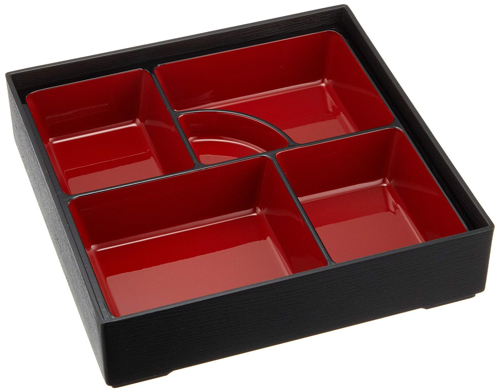 数量限定】松華堂DX 7.5 松花堂弁当箱 仕切 黒渕朱 サイズ:約W22.5