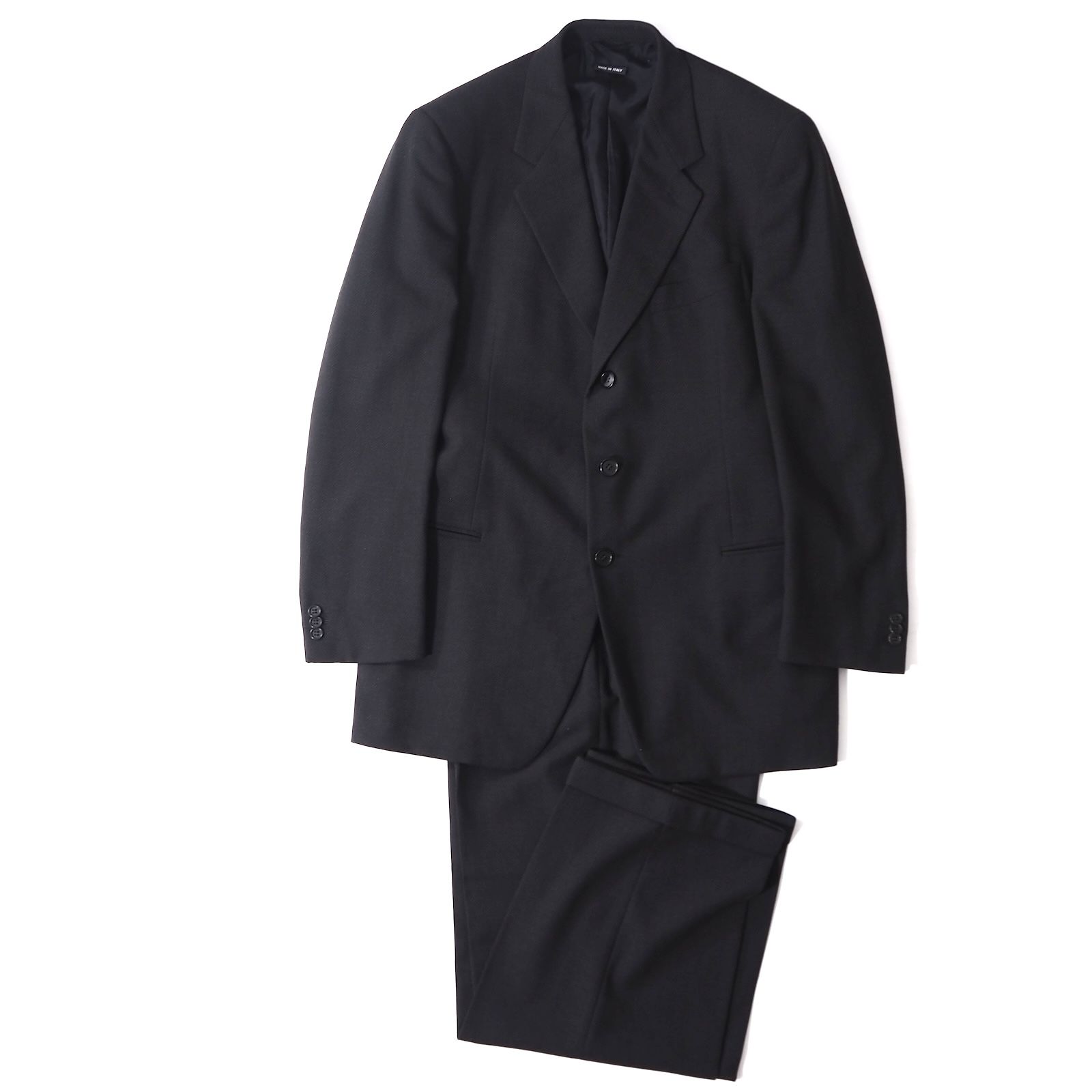 美品 ジョルジオアルマーニ 現行黒タグ 高級 スーツ 濃紺 M相当 015 美品 ジョルジオアルマーニ 現行黒タグ 高級 スーツ 濃紺 M相当 015