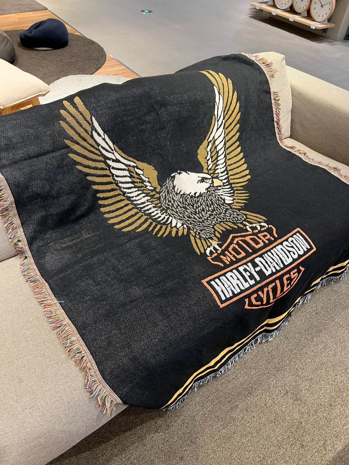 ハーレー　チョッパー　ブランケット　マルチカバー　ラグ　140x115 ハーレー チョッパー ブランケット マルチカバー ラグ 140x115