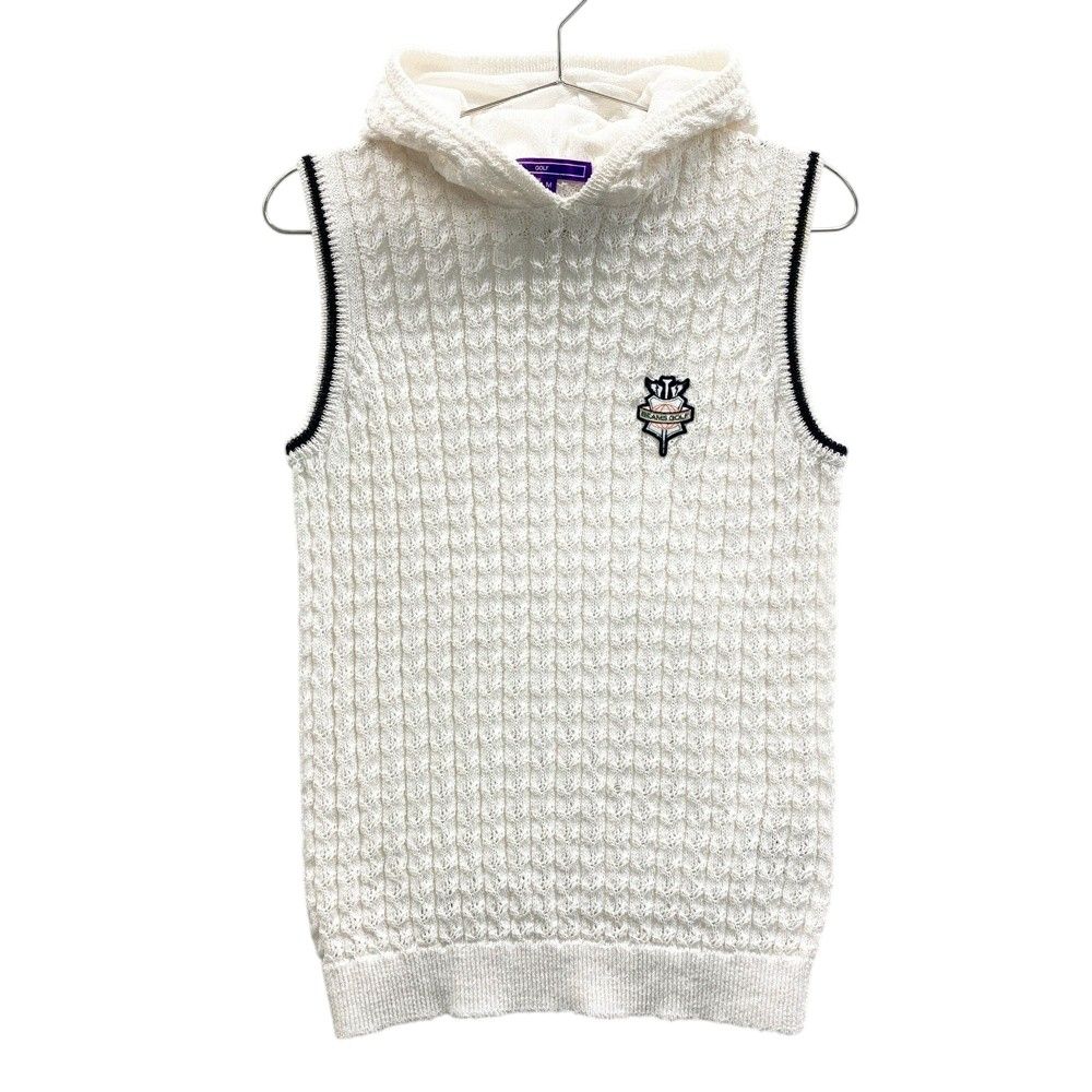 【美品】BEAMS GOLF フード付きベスト ホワイト サイズ：M BEAMS GOLF ビームスゴルフ フード付 ニットベスト ホワイト
