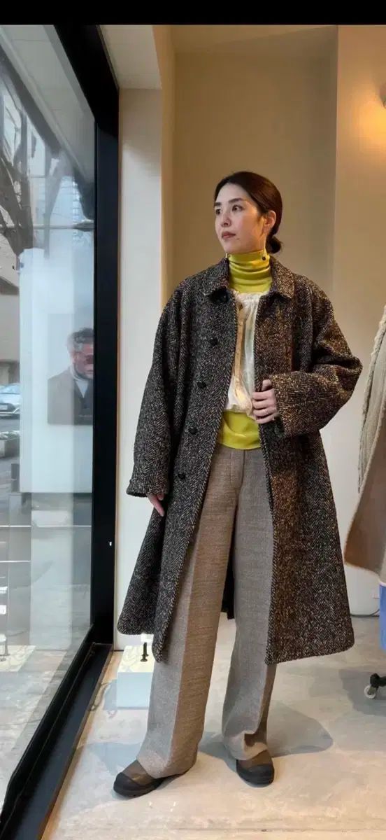 38 ジョー スリット 百 紳士 ハリングボーン コート