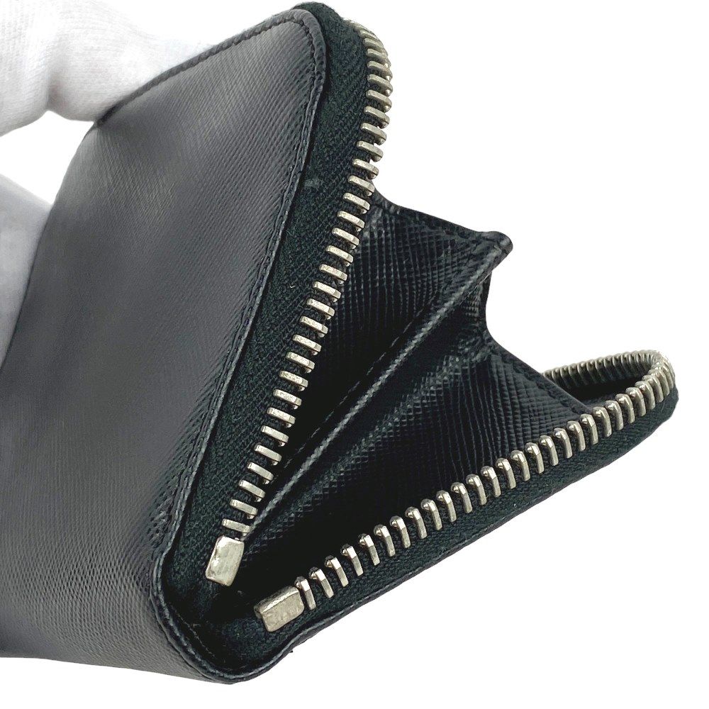 □中古□ プラダ コンパクト ウォレット 財布 小銭入れ サフィアーノ  