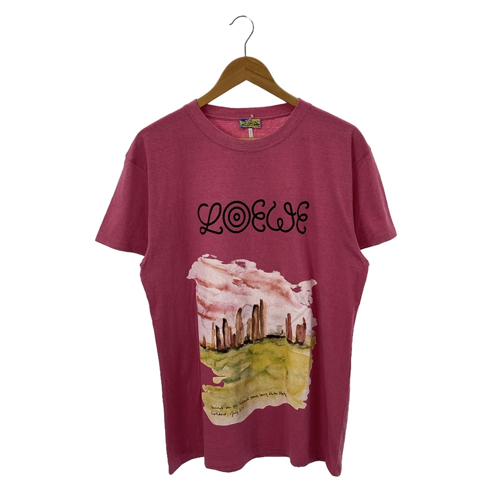 ロエベ LOEWE 半袖Tシャツ Tシャツ ピンク コットン Tシャツ メンズ Used A
