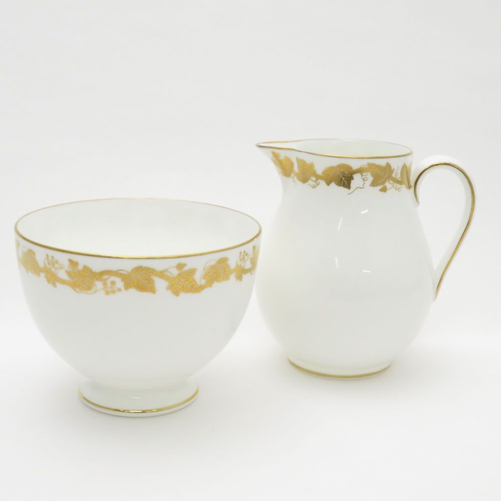 美品 WEDGWOOD ウェッジウッド WHITE HALL ホワイトホール シュガーボウル クリーマー 2点 セット 砂糖 ミルク ジャグ ポット  黒壺 金 SU7047H - メルカリ