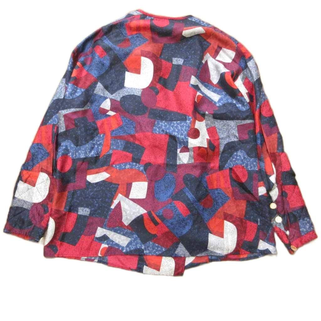 シャネル CHANEL ヴィンテージ キルティング シャツ ブラウス 長袖 シルク 総柄 金ボタン マルチ 38 約M MNK 1 1002