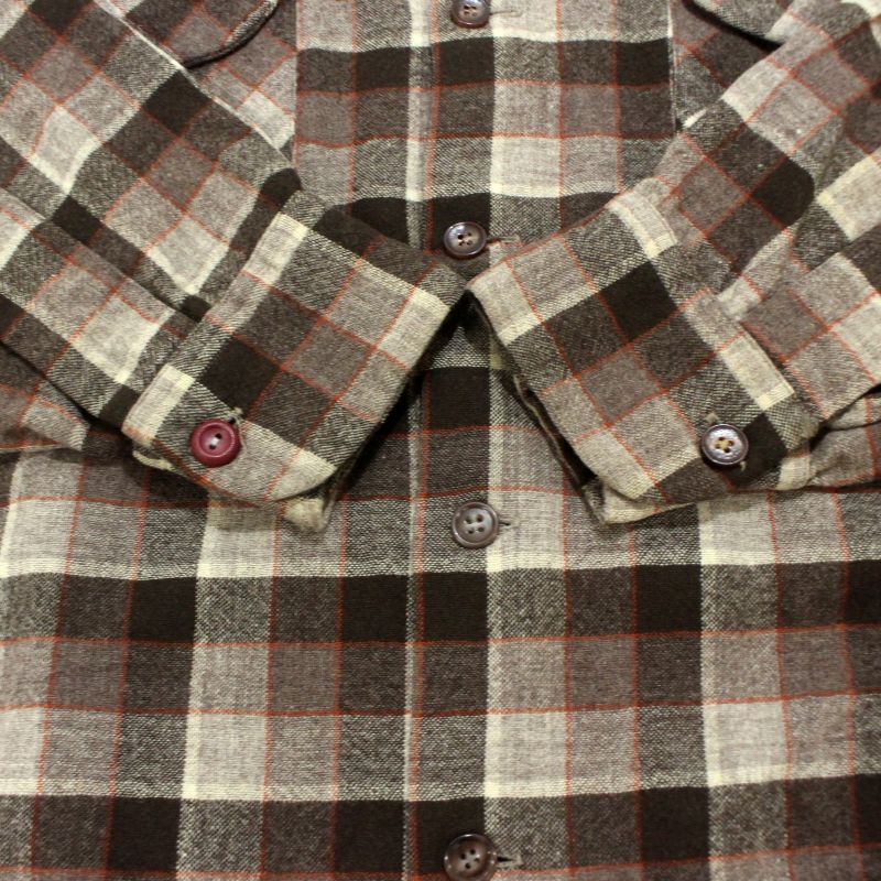 60s vintage PENDLETON チェック柄 オープンカラー ウール 長袖