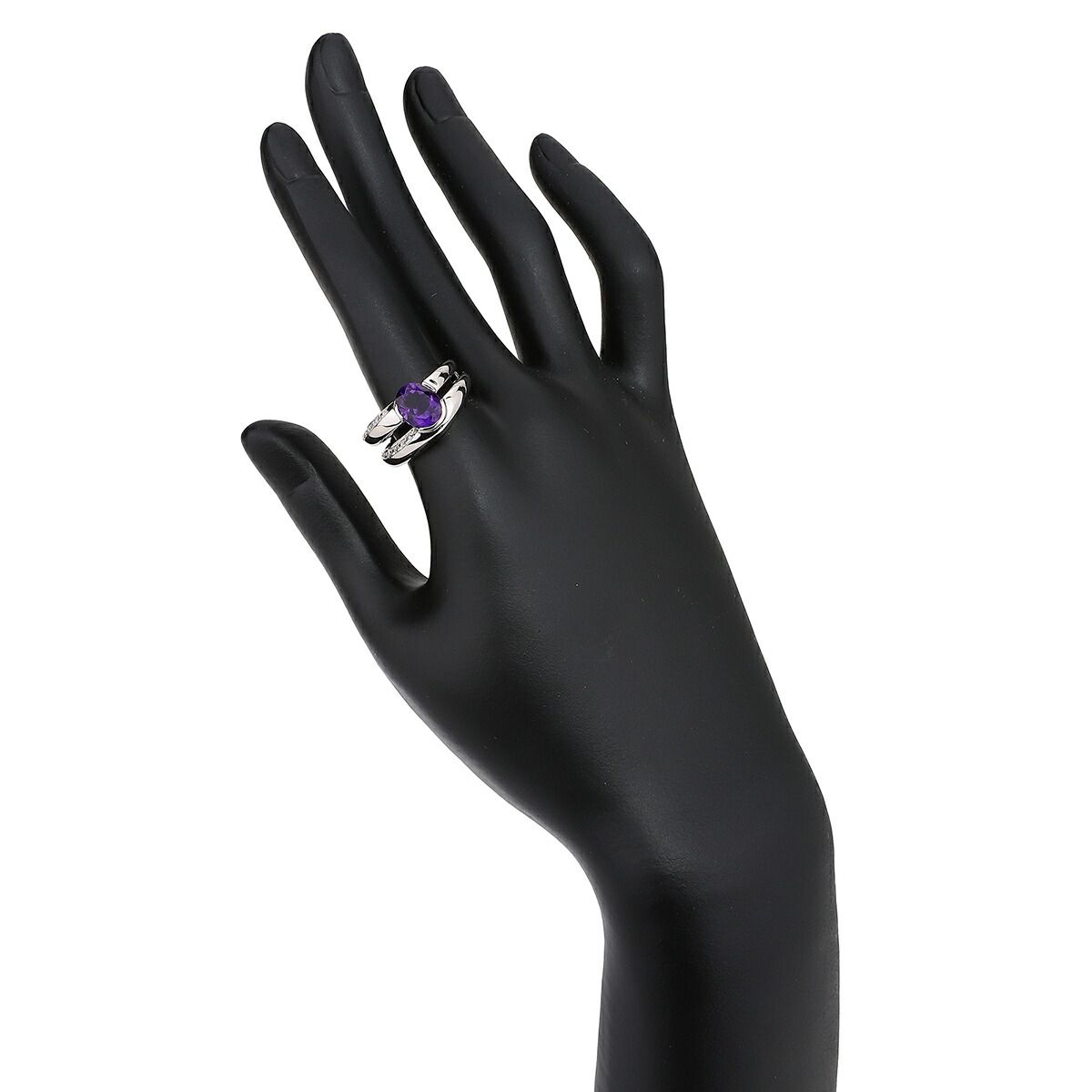 オープンデザインリング 指輪 アメジスト 1.58ct ダイヤモンド Pt900  
