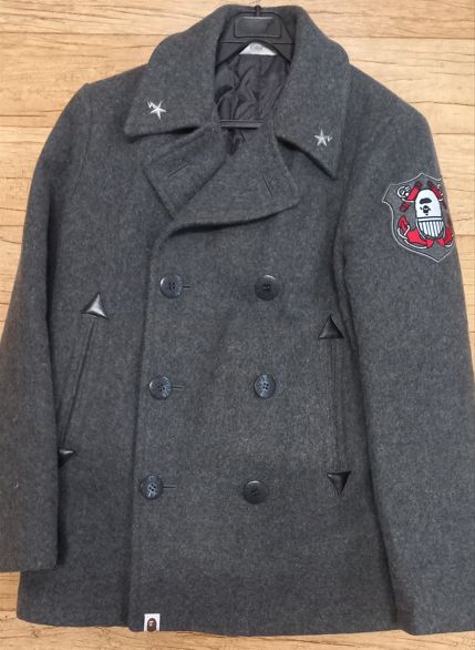 M A BATHING APE アベイシングエイプ NIGO ニゴー グレー ピーコート ジャケット