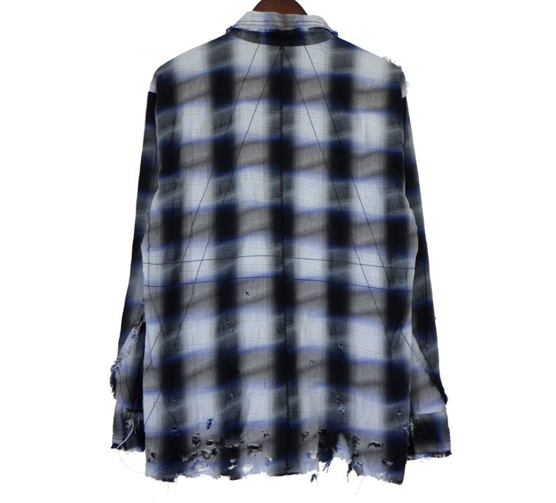 マイナス MINUS 【 Slash Seam Ombre Check Shirt M-P1-TP3
