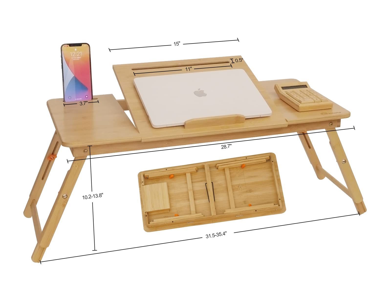 角度調整 高さ調整 タブレット ローテーブル ラップデスク スマホホルダー 木製 テーブル 引き出し付き 折り畳み ベッドデスク 竹製 ノートパソコンテーブル ベッドテーブル 73 35cm ノートパソコンデスク OIWAI CHRISTIANNAURATH_COM_BR