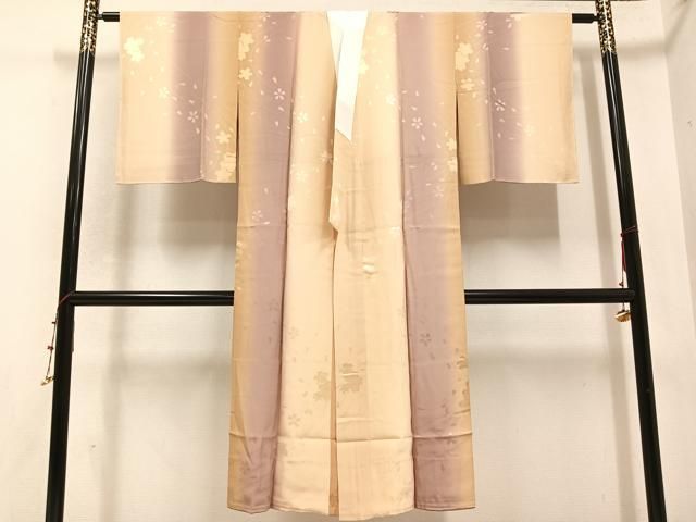 平和屋着物●長襦袢 袷 桜地紋 暈し染め さが美扱い 正絹 AABC0679ph