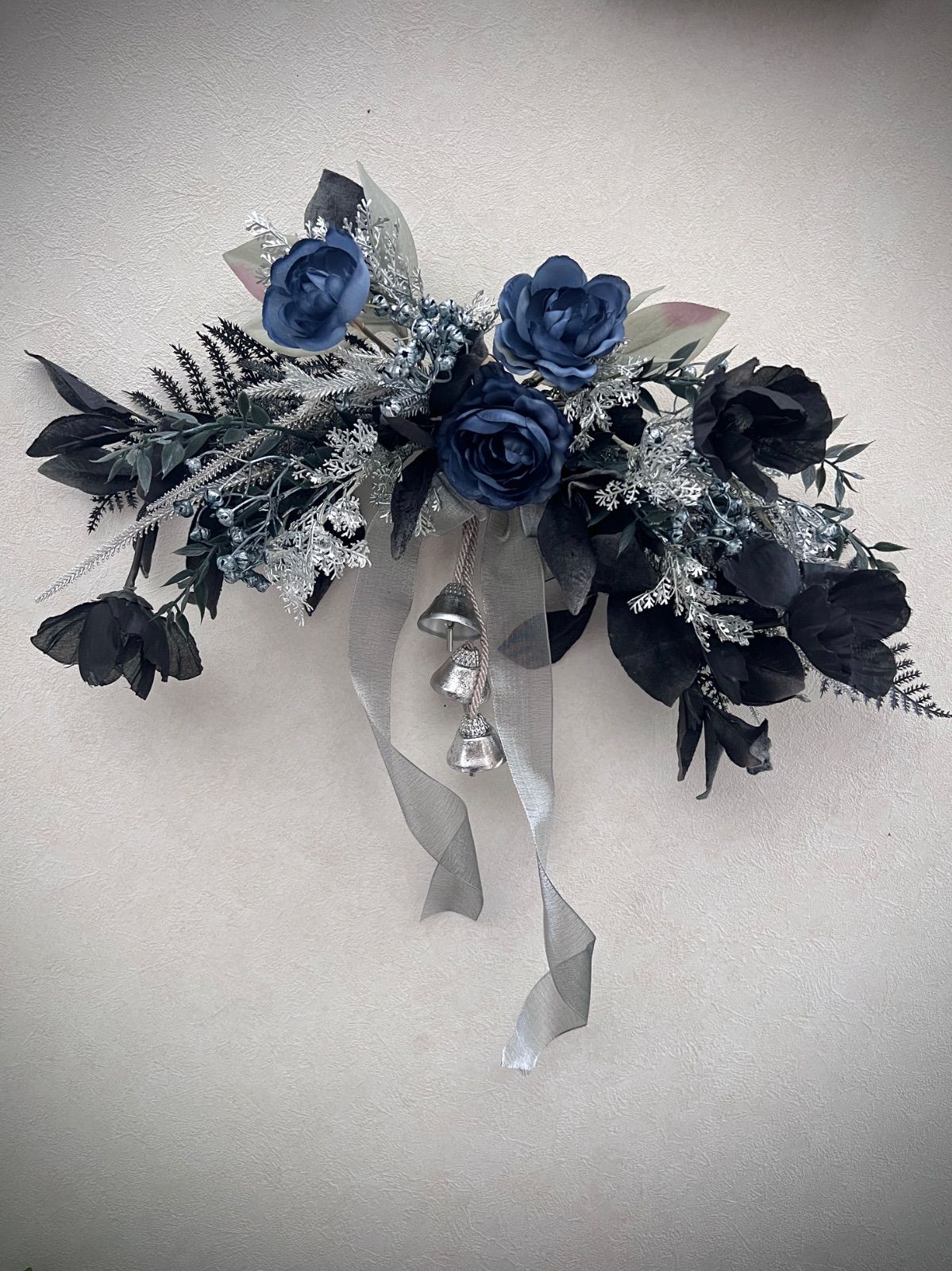 クリスマスアレンジ|シルバークリスマス|横型スワッグクリスマススワッグ クリスマス飾り|