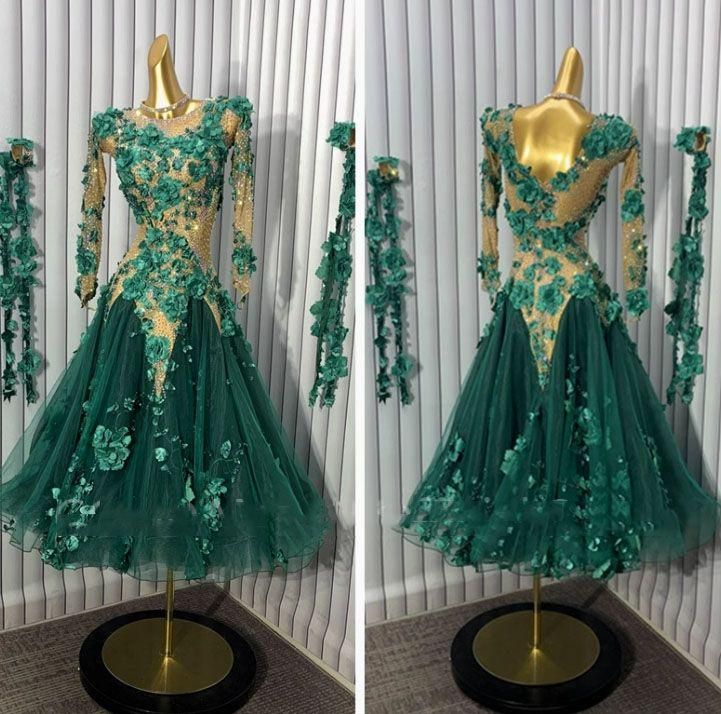 オーダーメイド 社交ダンス衣装 ラテンダンス 薔薇 色変更可 ドレス