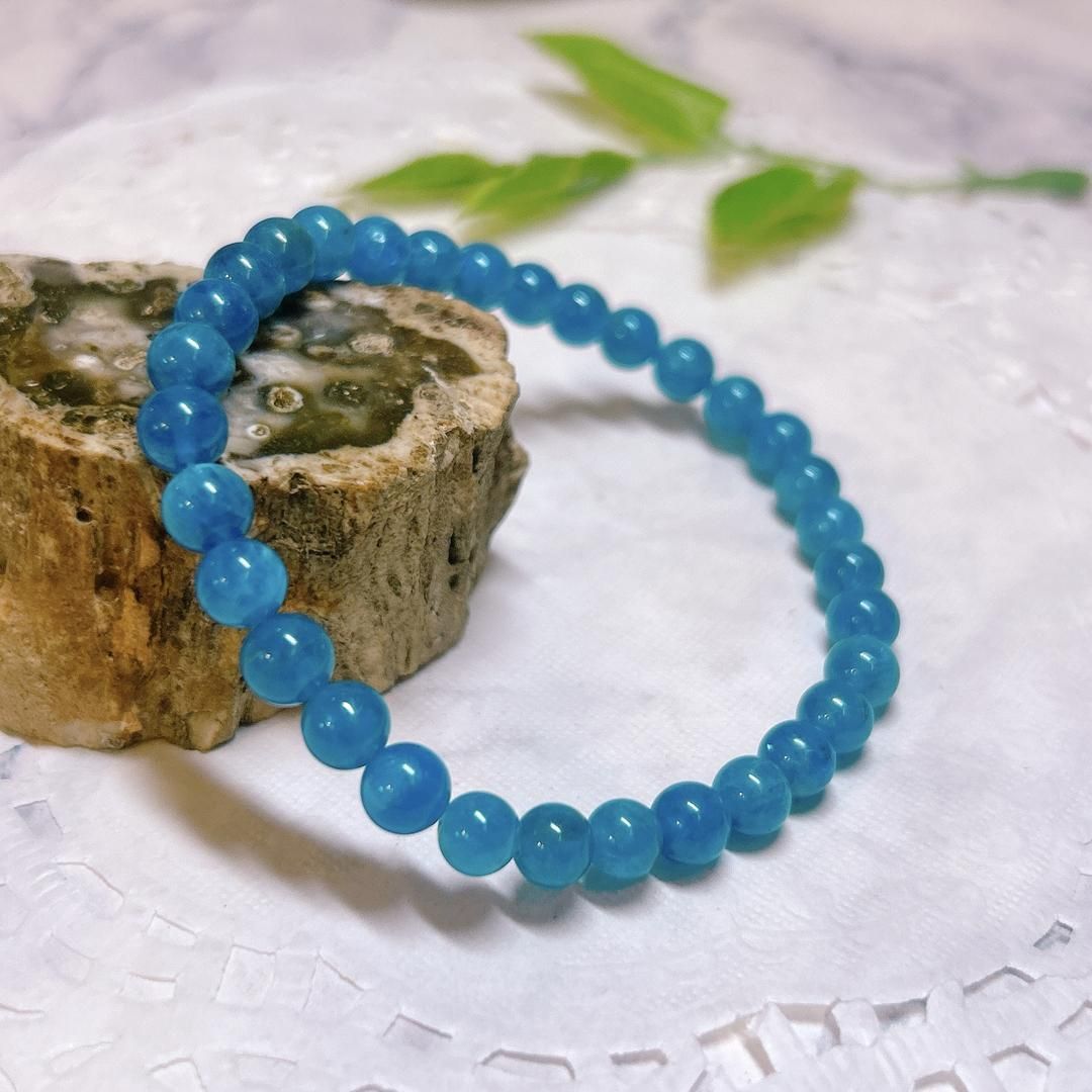 【E15683】アパタイト 6 ブレスレット リフレッシュ Apatite bracelet 天然石 アクセサリー パワーストーン