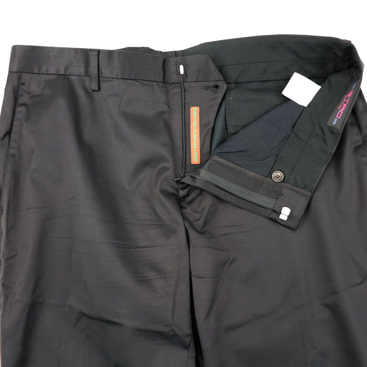 エトロ シングル スーツ メンズ 黒 56 裏地ドットペイズリー テーラードジャケット スラックスパンツ イタリア製 ETRO