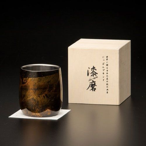 ウチキ 漆磨 漆塗りカップ 白檀 びゃくだん ダルマカップ 黒 二重構造 SCW D 501