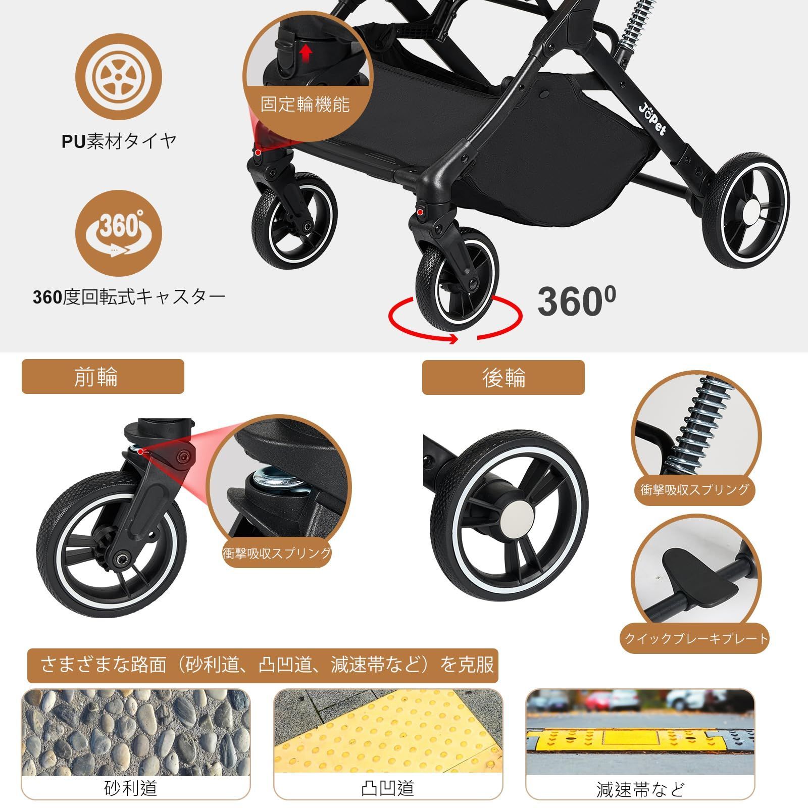 1000円以上送料無料。 JoPet ペットベビーカー 小型犬 中型犬用 アルミ合金フレーム 犬用ベビーカー 猫用ベビーカー 折りたたみ式カート キャリー 片手自動折りたたみ クイックリリースホイール PUホイール アイアングレー 通販最大40%Off!