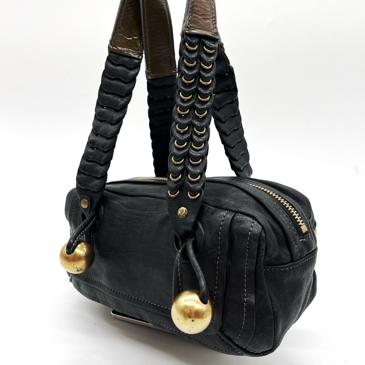 Chloe クロエ ハンドバッグ ゴールド金具 レザー ブラック 黒