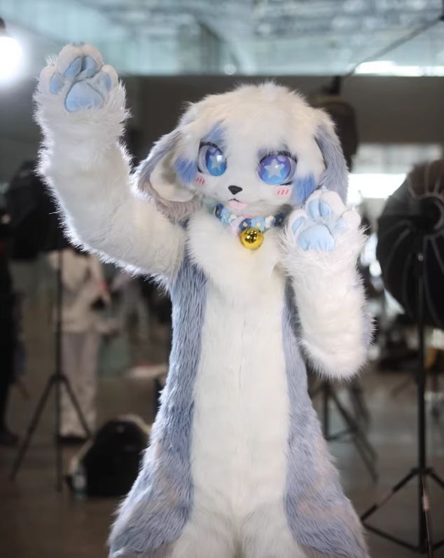 着ぐるみ ケモノ体 フルスーツ セット NO.32 白 ブルー 全身 尻尾 ケモノ ファースーツ ぬいぐるみ コスプレ コスチューム