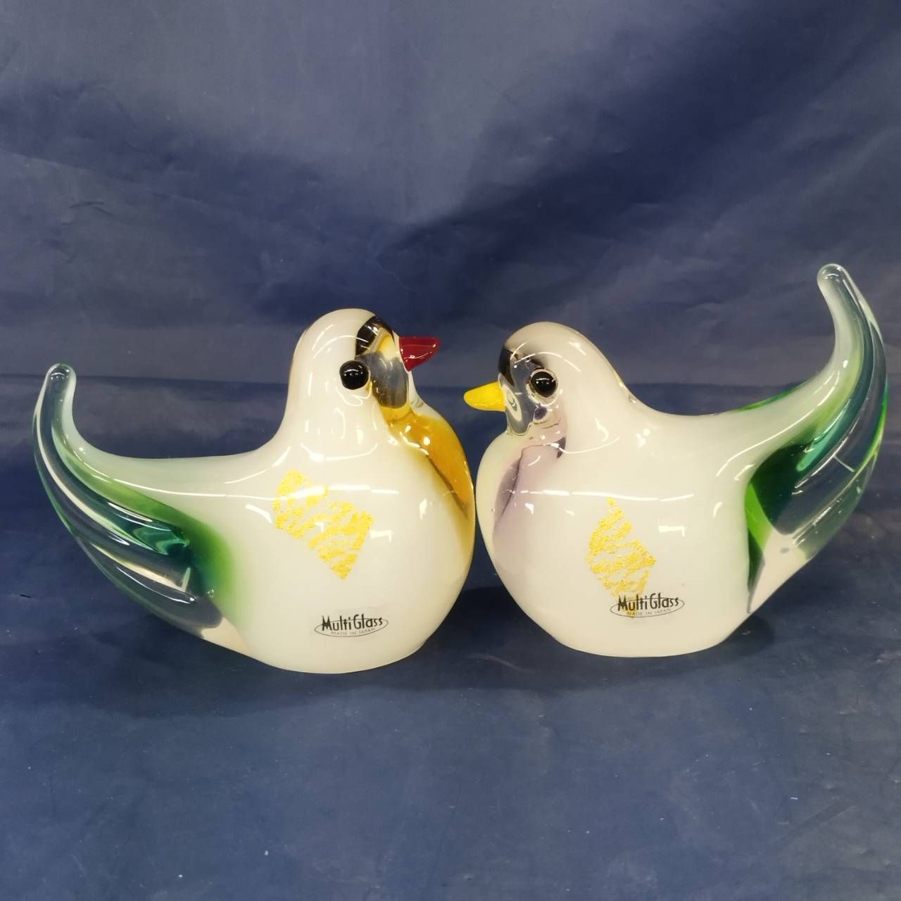 MultiGlass マルティグラス 置物 インテリア ガラス 鳥 鳩 ハト ペア 2