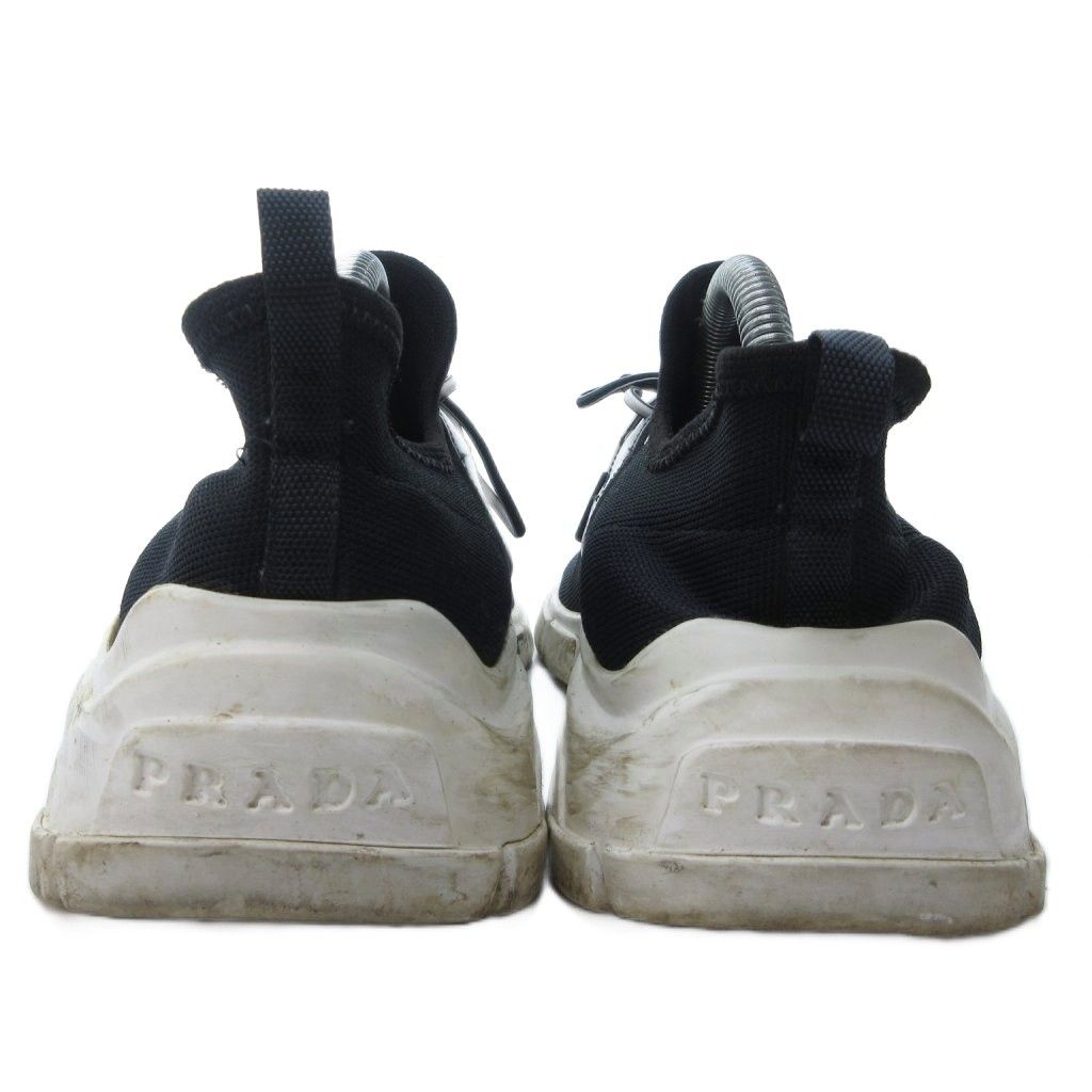 プラダ PRADA ニット ファブリック スニーカー スリッポン ローカット ロゴ 黒 ブラック 約23cm IBO81 WWW_MORNINGWALKER_COM