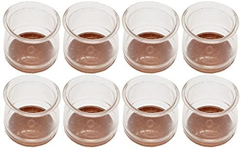 丸型30-40対応_透明 ASKRefine ソフト椅子脚キャップ 8個セット 角脚 丸脚 フェルト付き やわらかい 椅子足カバー チェアソックス ガード 騒音 トラブル 防止 床傷防止 (丸型30-40対応， 透明)