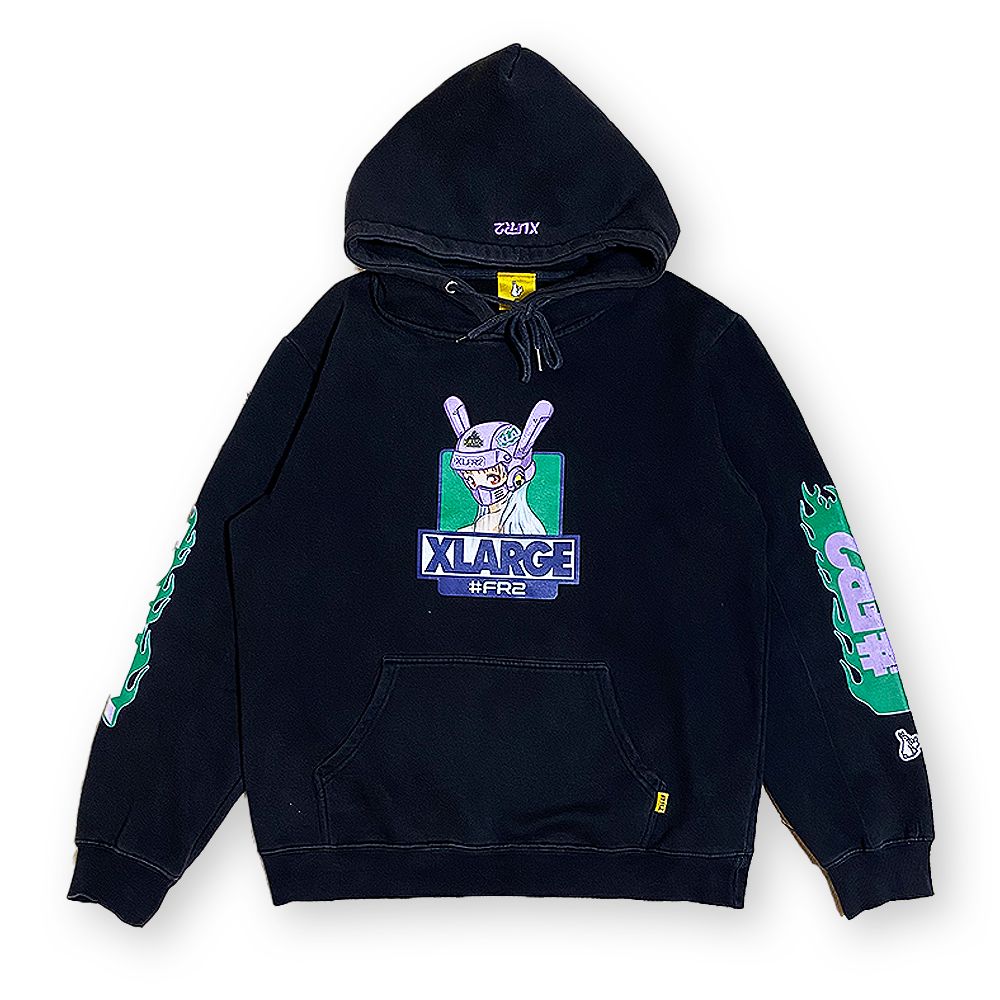 美品X-LARGE FR2 ブラック スウェット トレーナー X-LARGE×FR2コラボブラックトレーナー FR2 X-LARGE ブラック