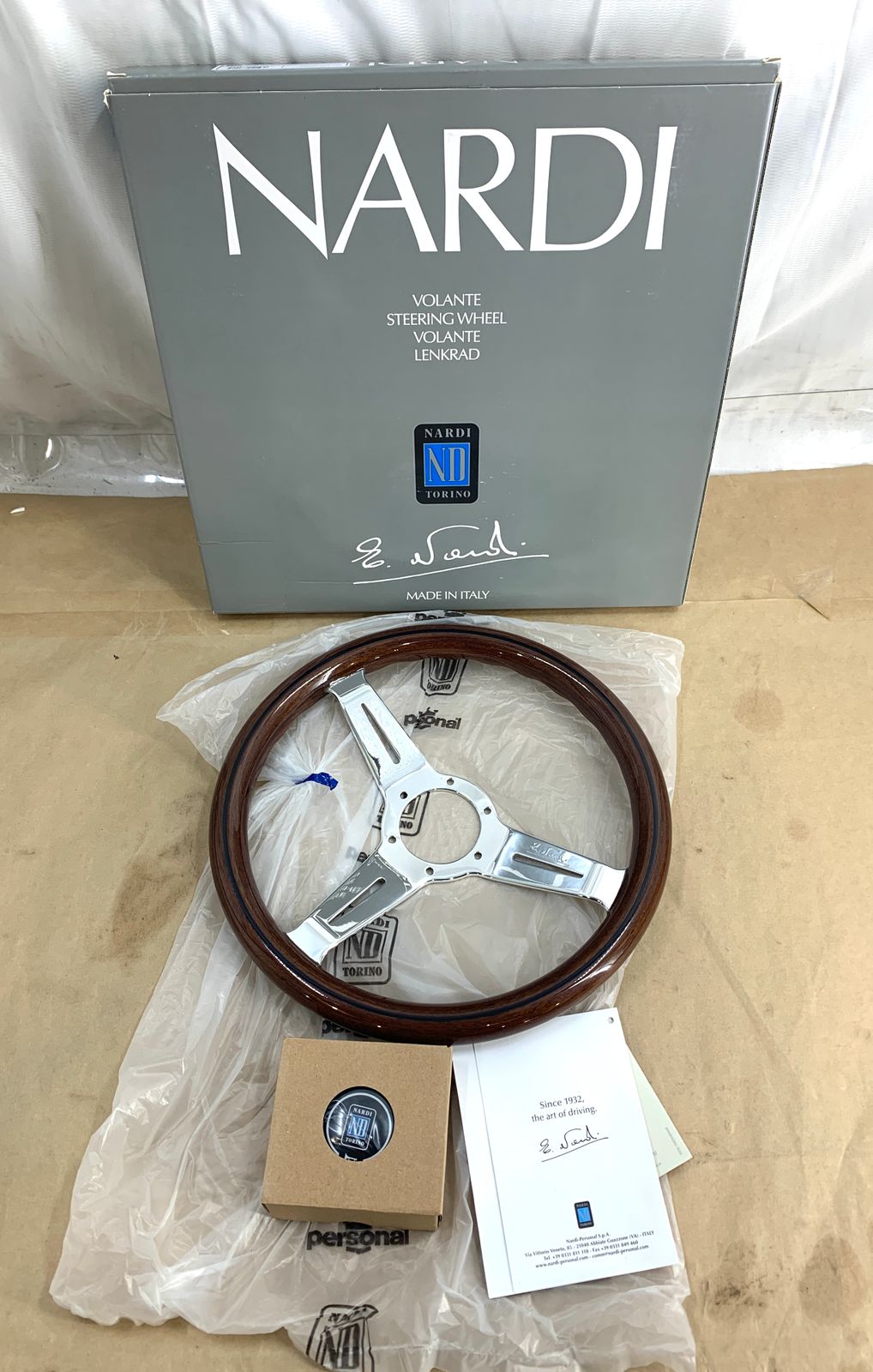 NARDI N100 ウッドandポリッシュスポーク ステアリング 径330mm ホーンボタン ホーリング付