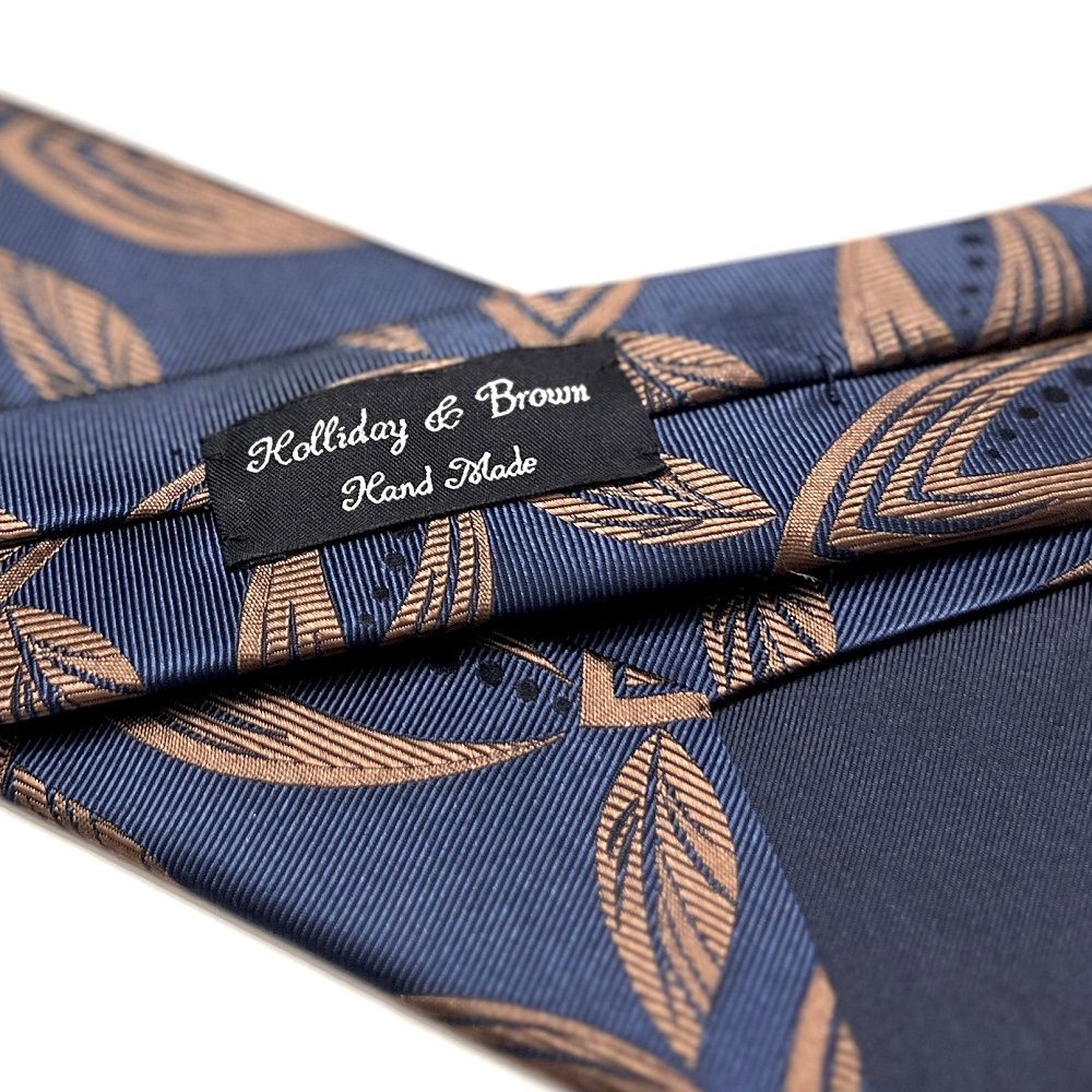 ホリデーアンドブラウン ネイビー シルク ネクタイ 波模様 Holliday