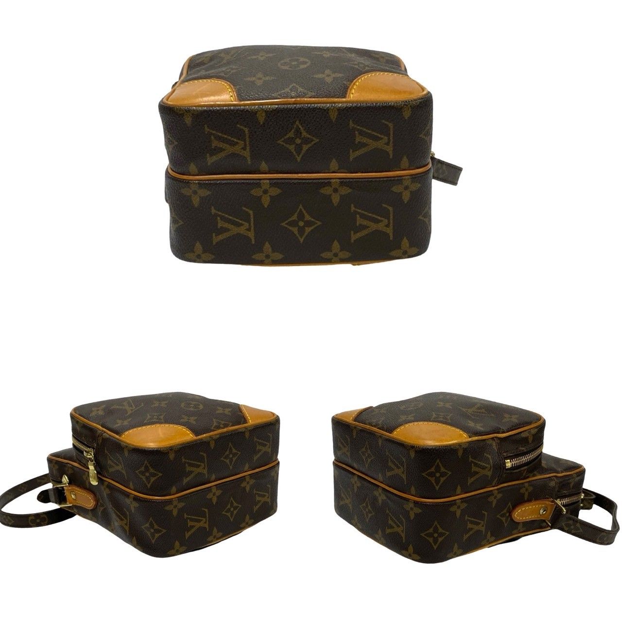 極 美品 LOUIS VUITTON ルイヴィトン アマゾン モノグラム ロゴ 柄 レザー 本革 ミニ ショルダーバッグ ポシェット ブラウン 161-6