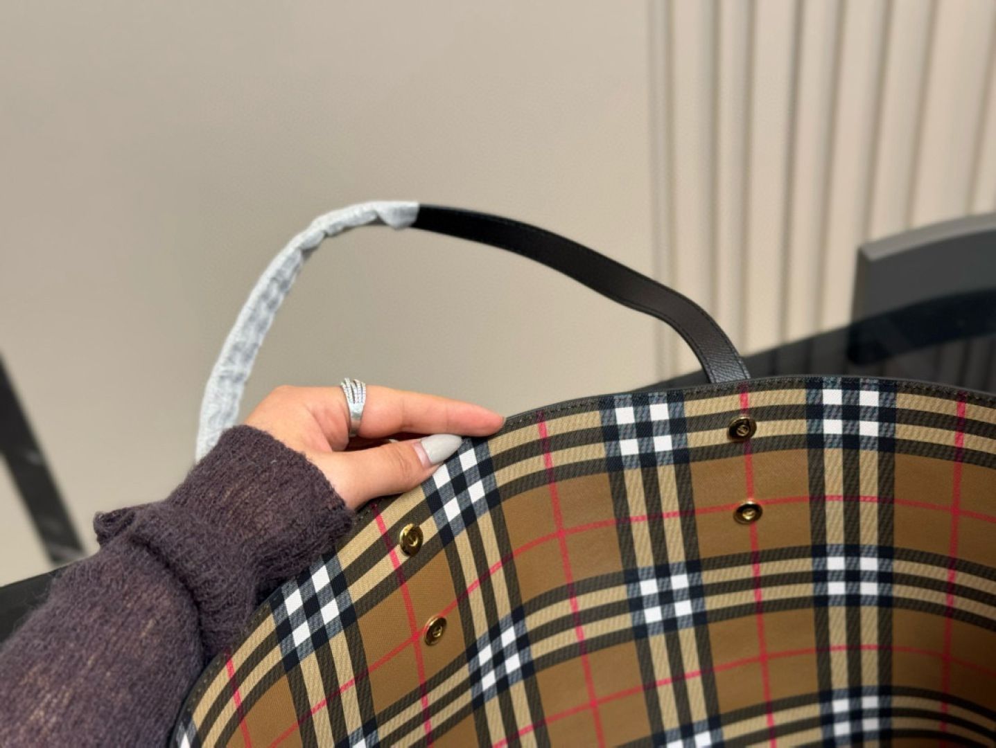 今日特価】Burberry Canvas Shopping Tote Bag 35×30cm-WTO輸入