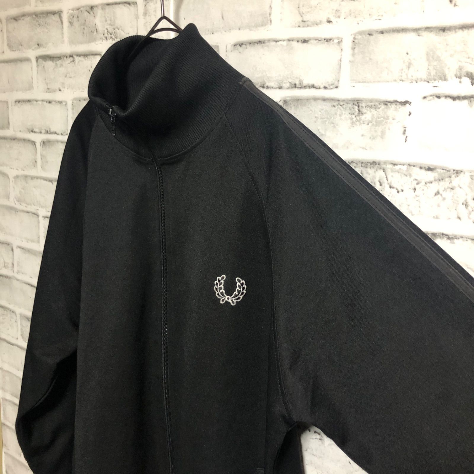 【FRED PERRY】刺繍トラックジャケット ジャージ 月桂樹 ブラック L 90s⭐️Fred Perry トラックジャケット/ジャージ 黒L 刺繍月桂樹