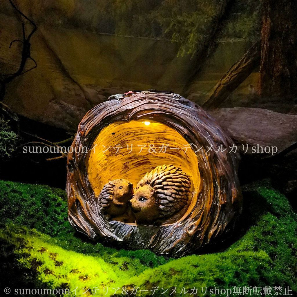 庭の装飾 置物 雑貨 動物 インテリア ガーデンオブジェ お洒落 ガーデンインテリア ガーデニング おしゃれ 樹脂 ガーデン雑貨 ガーデン 太陽光 庭 ガーデンライト ソーラー 親子 ハリネズミ ガーデンオーナメント アニマル 8-14