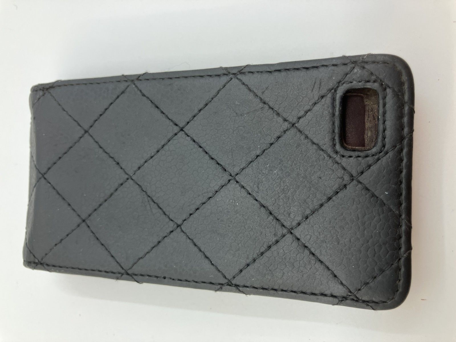 シャネル スマホケース 黒 12 8 6 1 5ｃｍ キャビアスキン シリアルシールあり フランス製