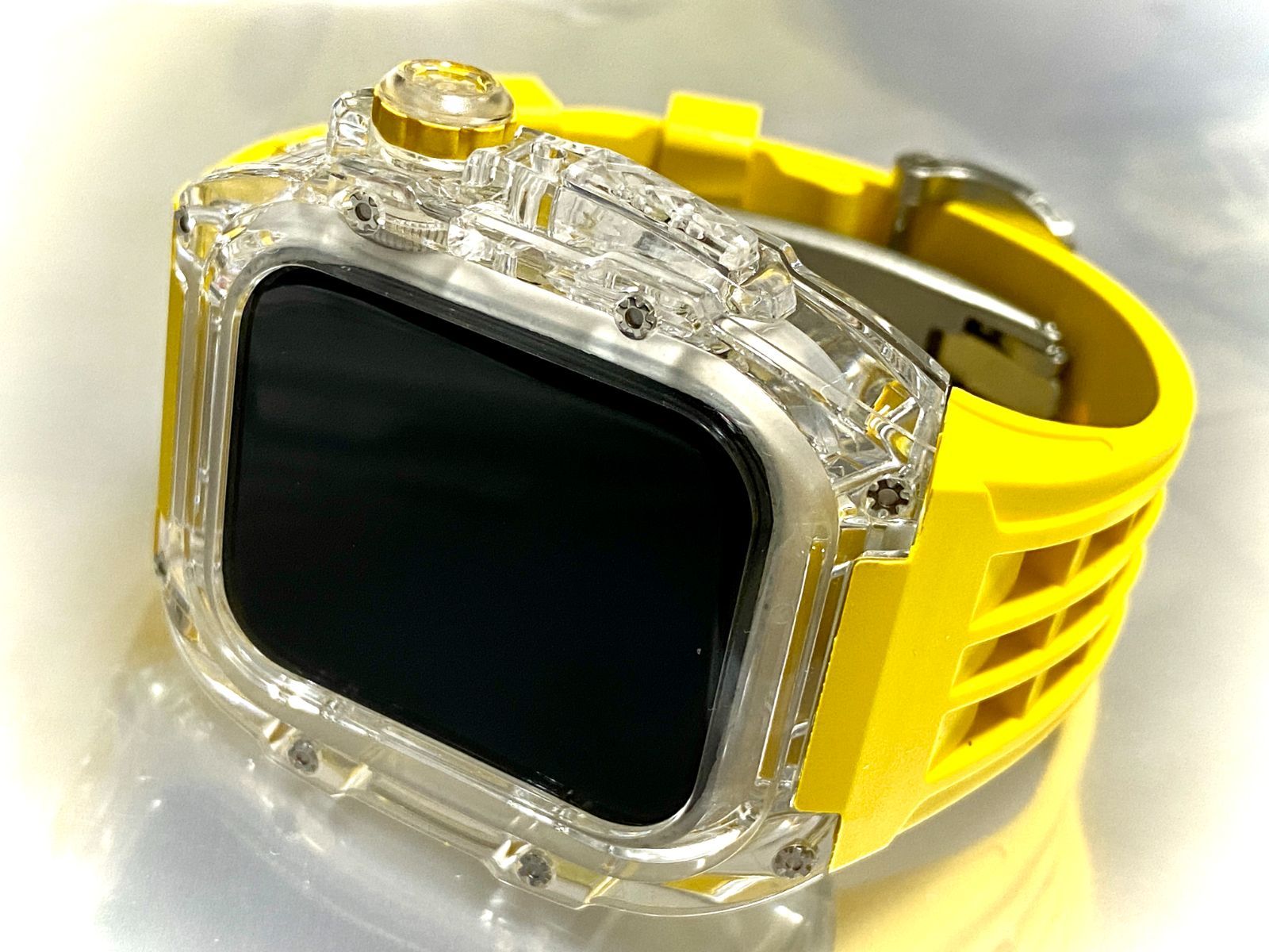 ｲｴﾛｰ☆アップルウォッチバンド ラバーベルト カバー Apple Watch