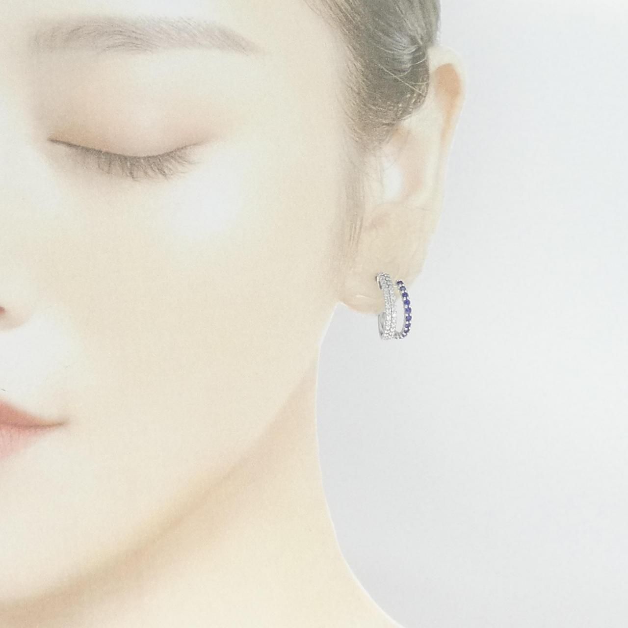 K18WG サファイヤ ピアス 0.50CT サファイア＆ダイヤモンドピアス  