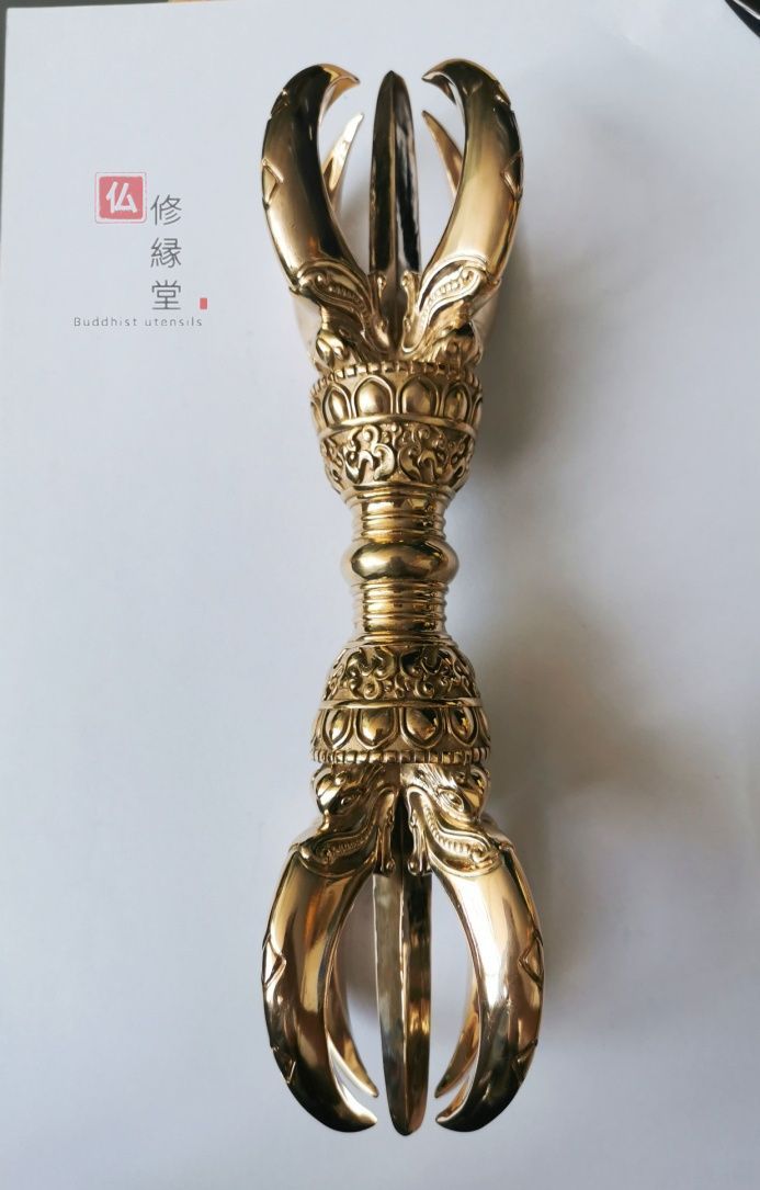 密教法器 宋式五鈷杵 金剛杵 仏教法具 真鍮製 vajra 23cm - 美術品