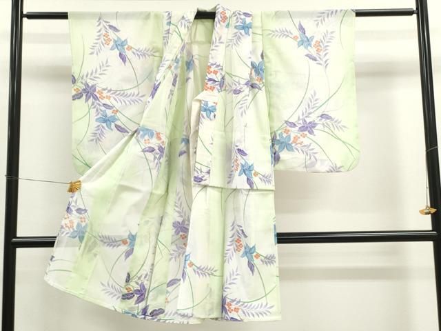 平和屋着物＊夏物 七五三 女の子 ７歳 祝着 四つ身 絽 草花文 暈し染め 洗える着物 CAAY6020ze