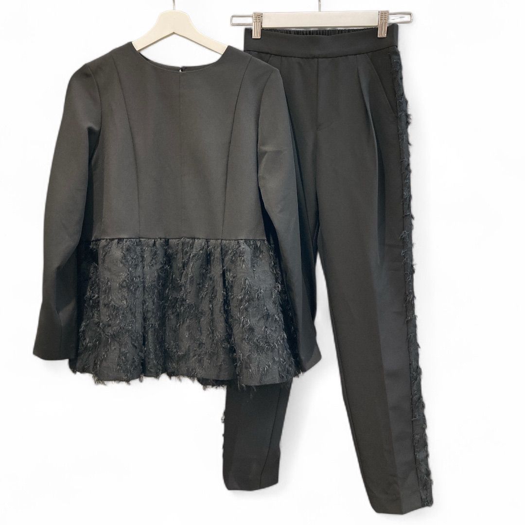 RUIRUEBOUTIQUE ルイルエブティック ジャガードペプラムセットアップ PA1417 オケージョン ブラック 黒 sizeS レディース 秋 ゴーゴー古着マルイ北千住店 草2074