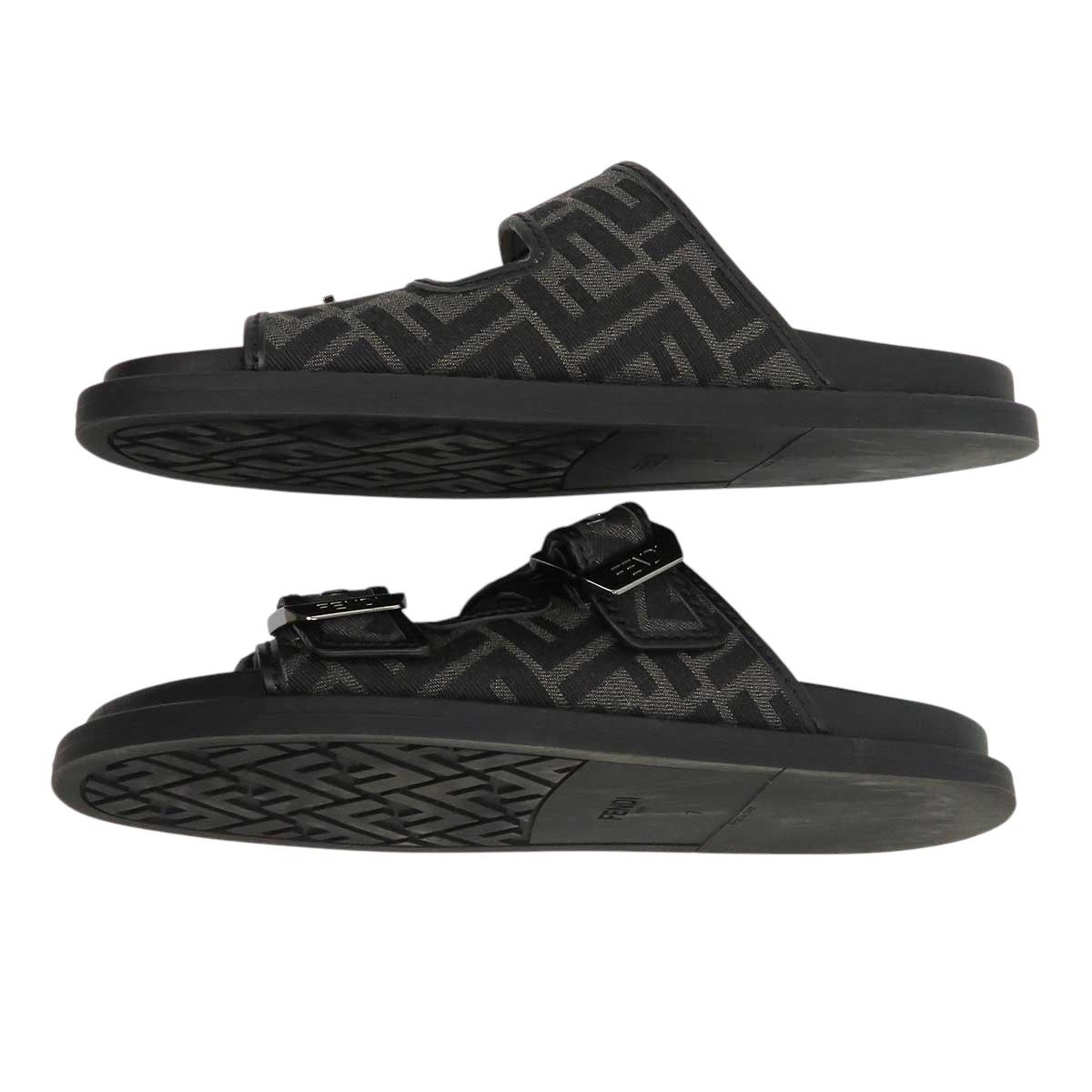 フェンディ ズッカ柄 フィール サンダル メンズ グレー ブラック FENDI