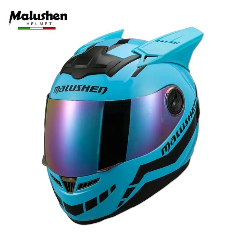 Malushen フルフェイスヘルメット 個性ツノ付きモデル 男女兼用 原付